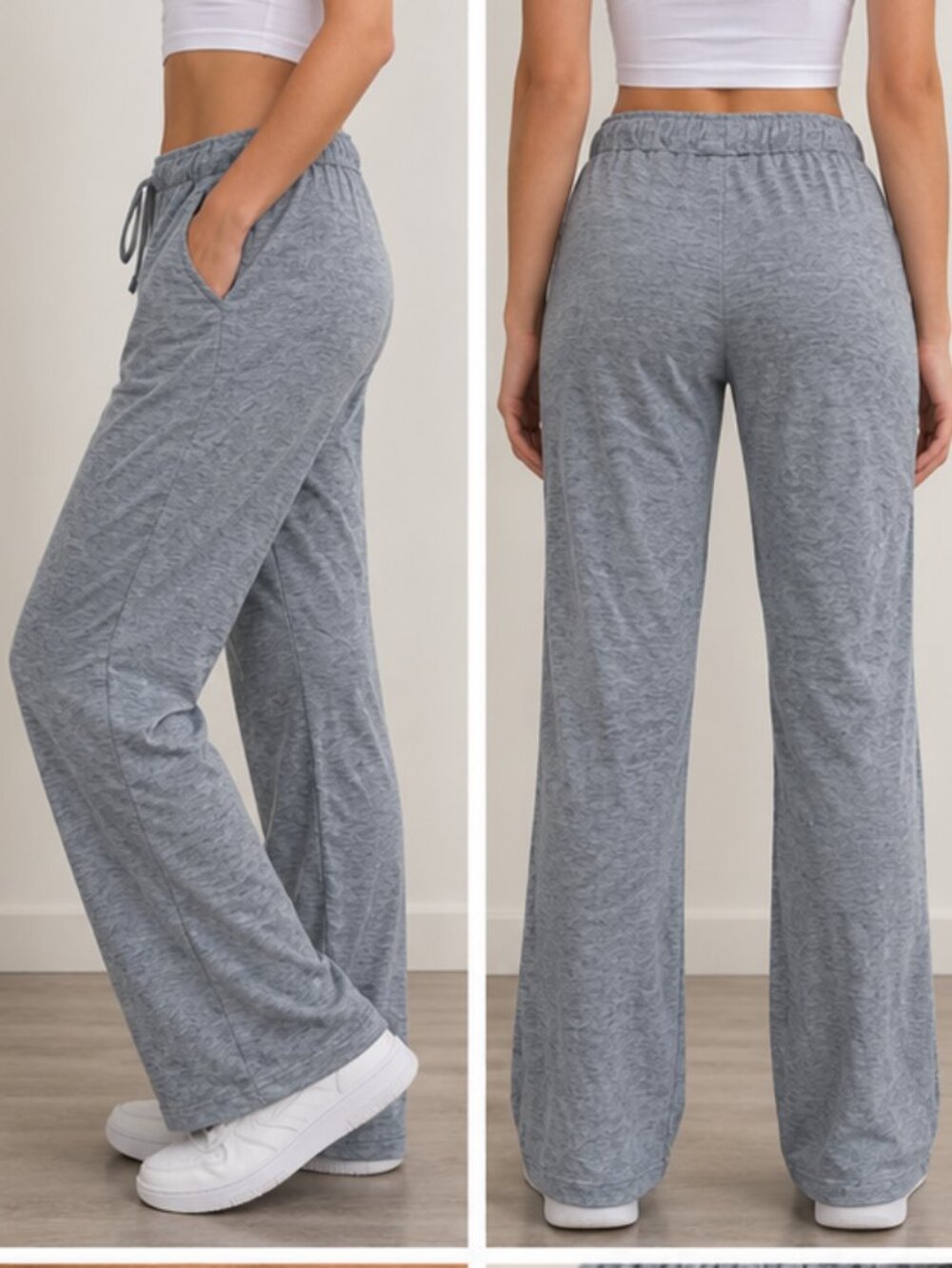 HANRO Grey Heather Lounge Pants Size L/XL Drawstring Straight Leg